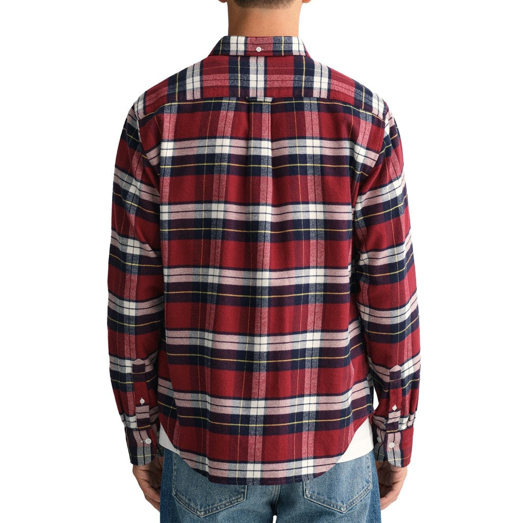 Gant Geruit overhemd met logoborduring – Rood