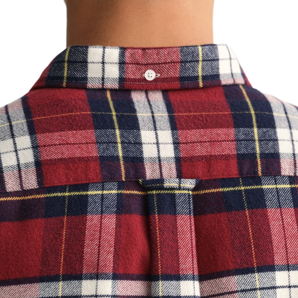 Gant Geruit overhemd met logoborduring – Rood