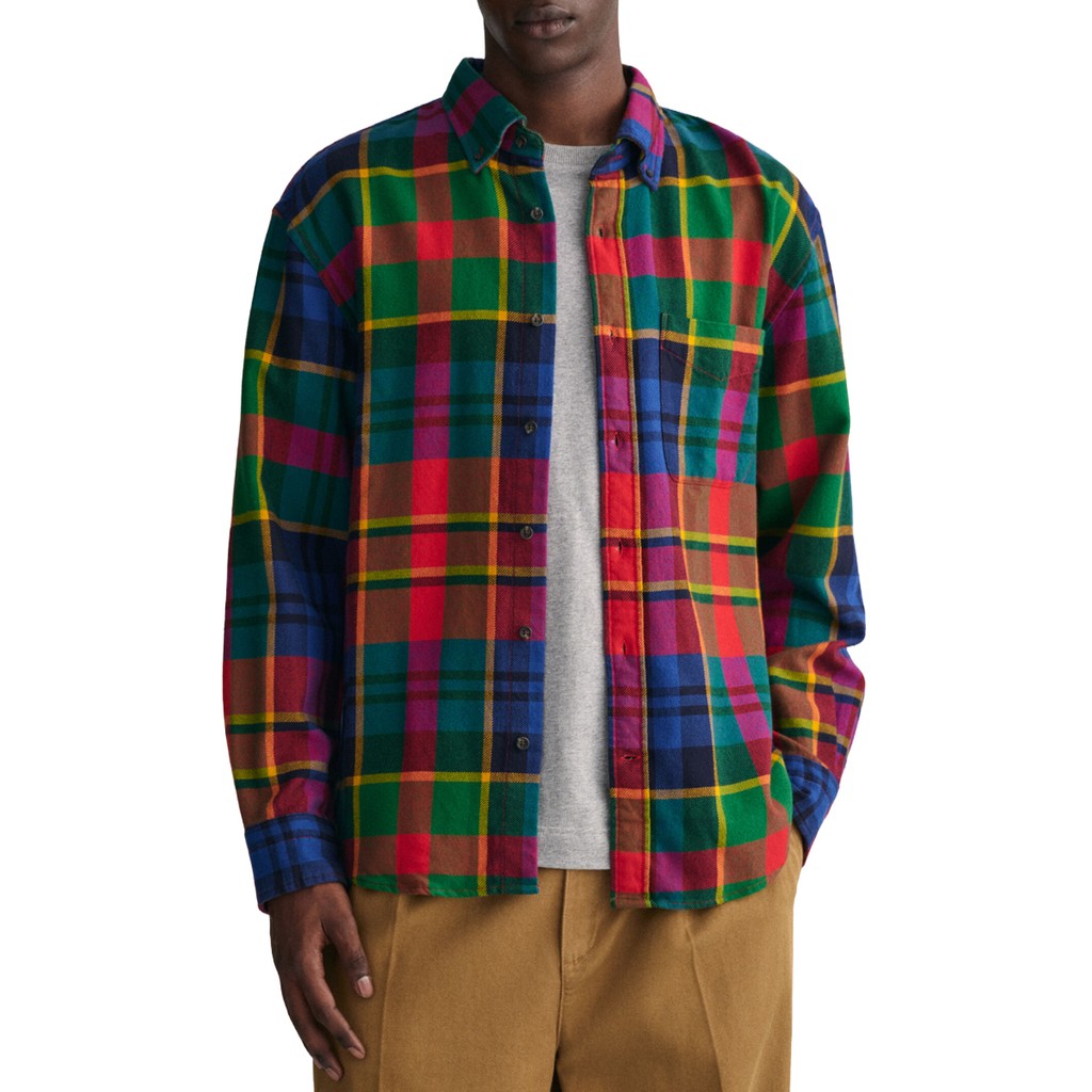 Gant Geruit overhemd met logoborduring – Rood