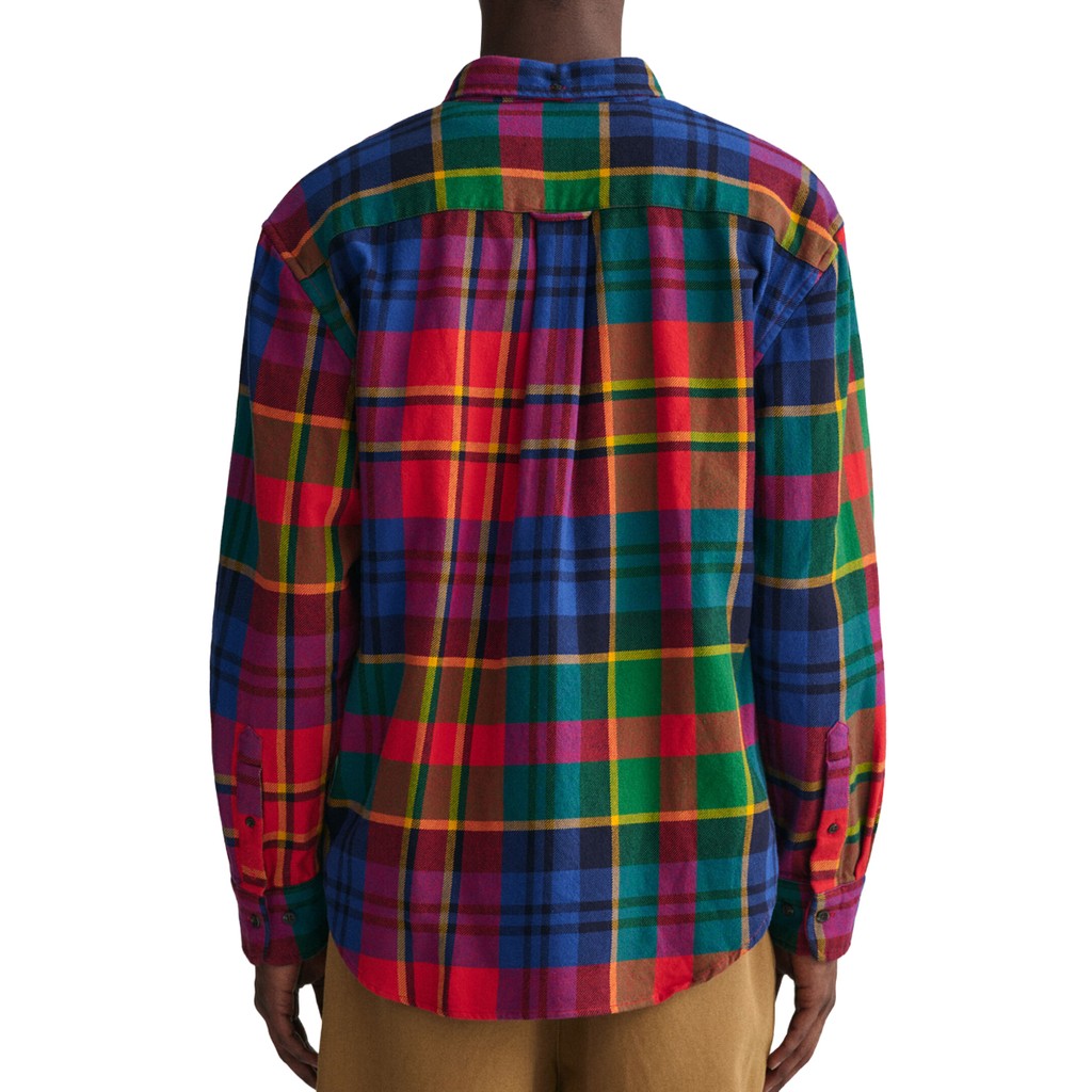 Gant Geruit overhemd met logoborduring – Rood