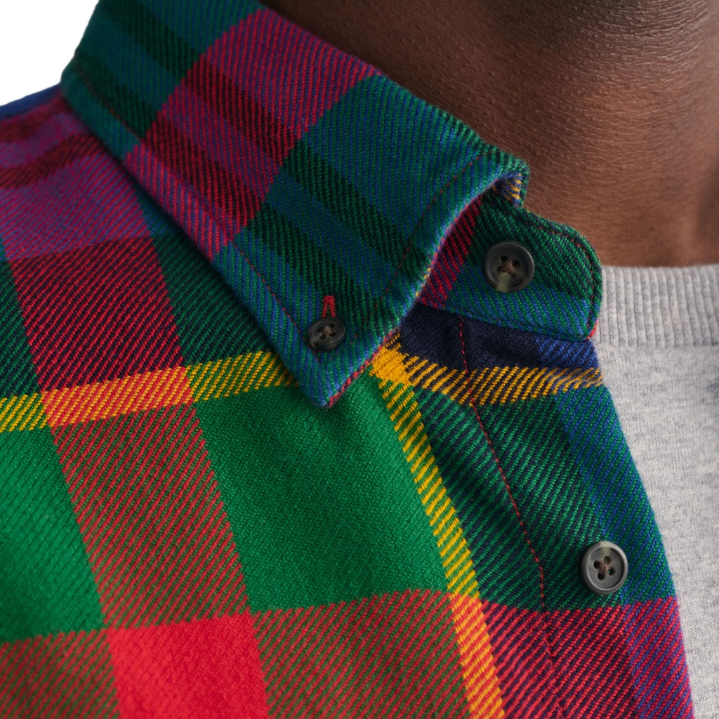 Gant Geruit overhemd met logoborduring – Rood