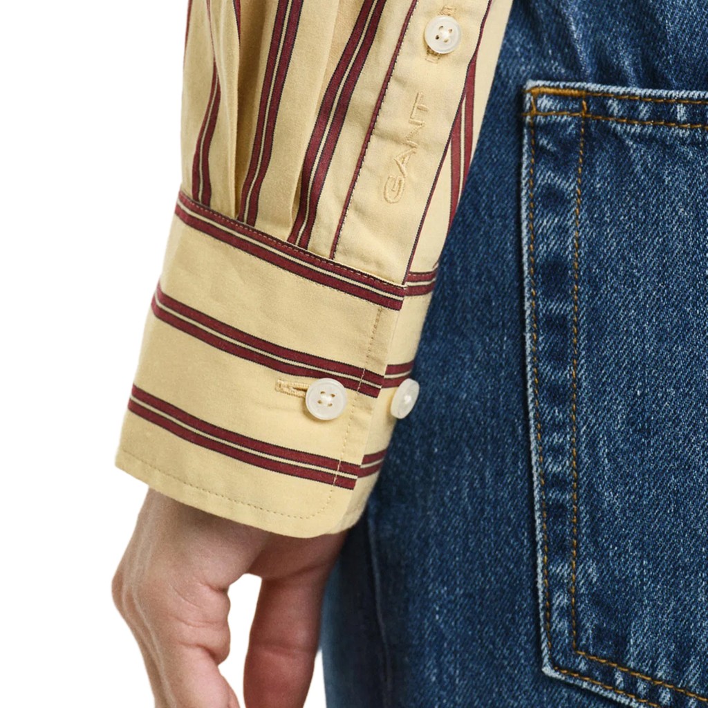 Gant Gestreept overhemd Dames – Bruin / Wit