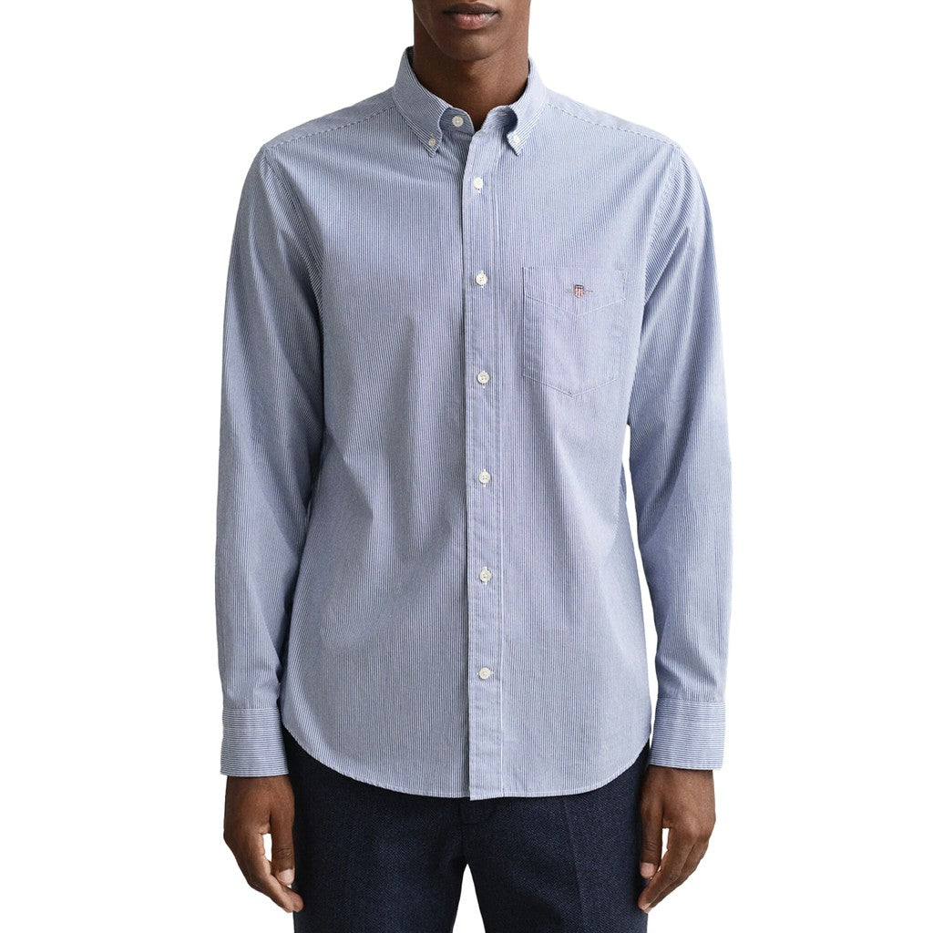 Gant Gestreept overhemd met logoborduring – Blauw