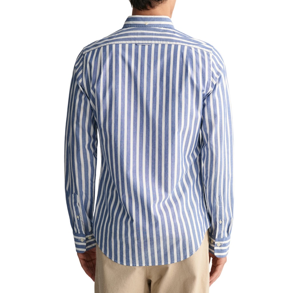 Gant Gestreept overhemd met logoborduring – Blauw / Wit