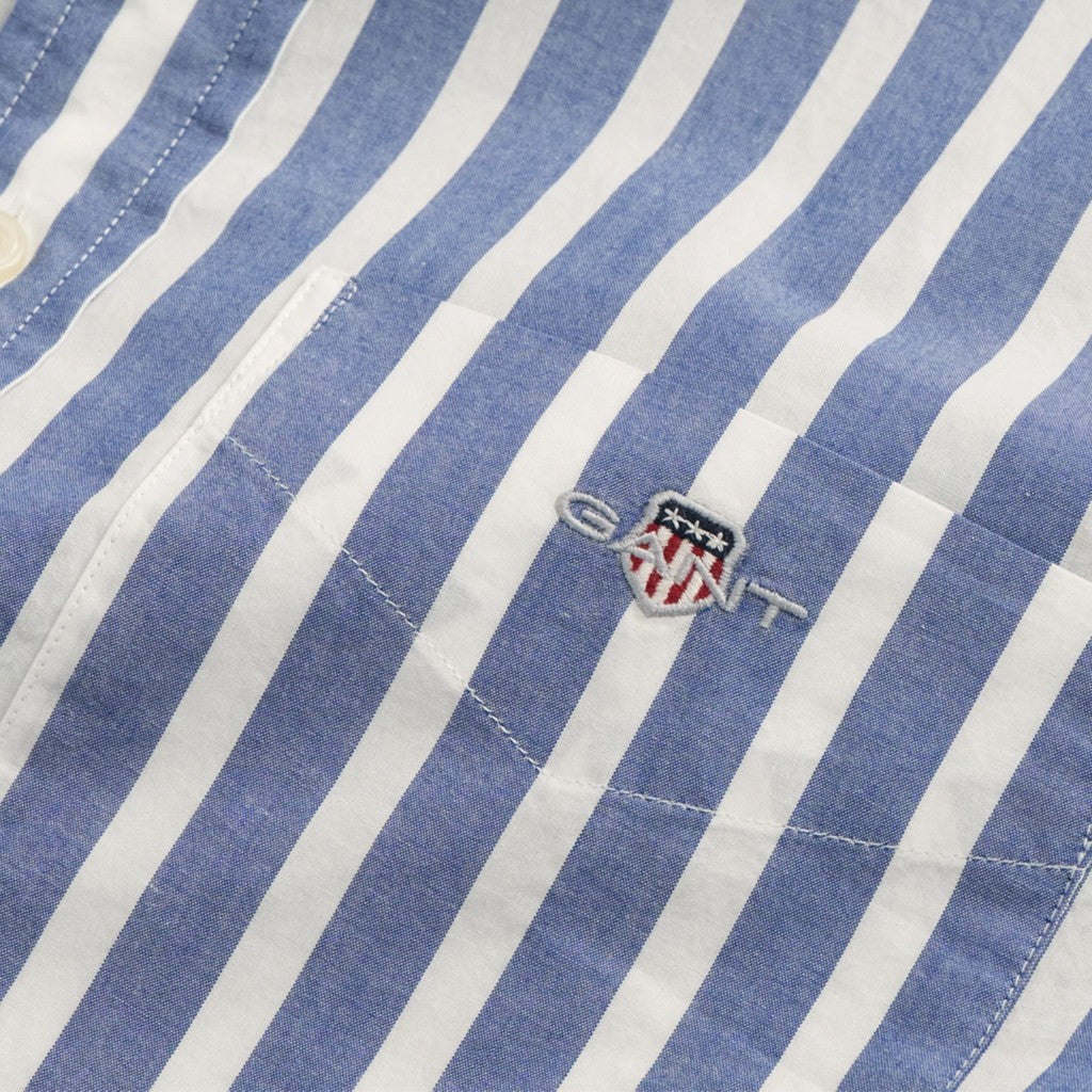 Gant Gestreept overhemd met logoborduring – Blauw / Wit