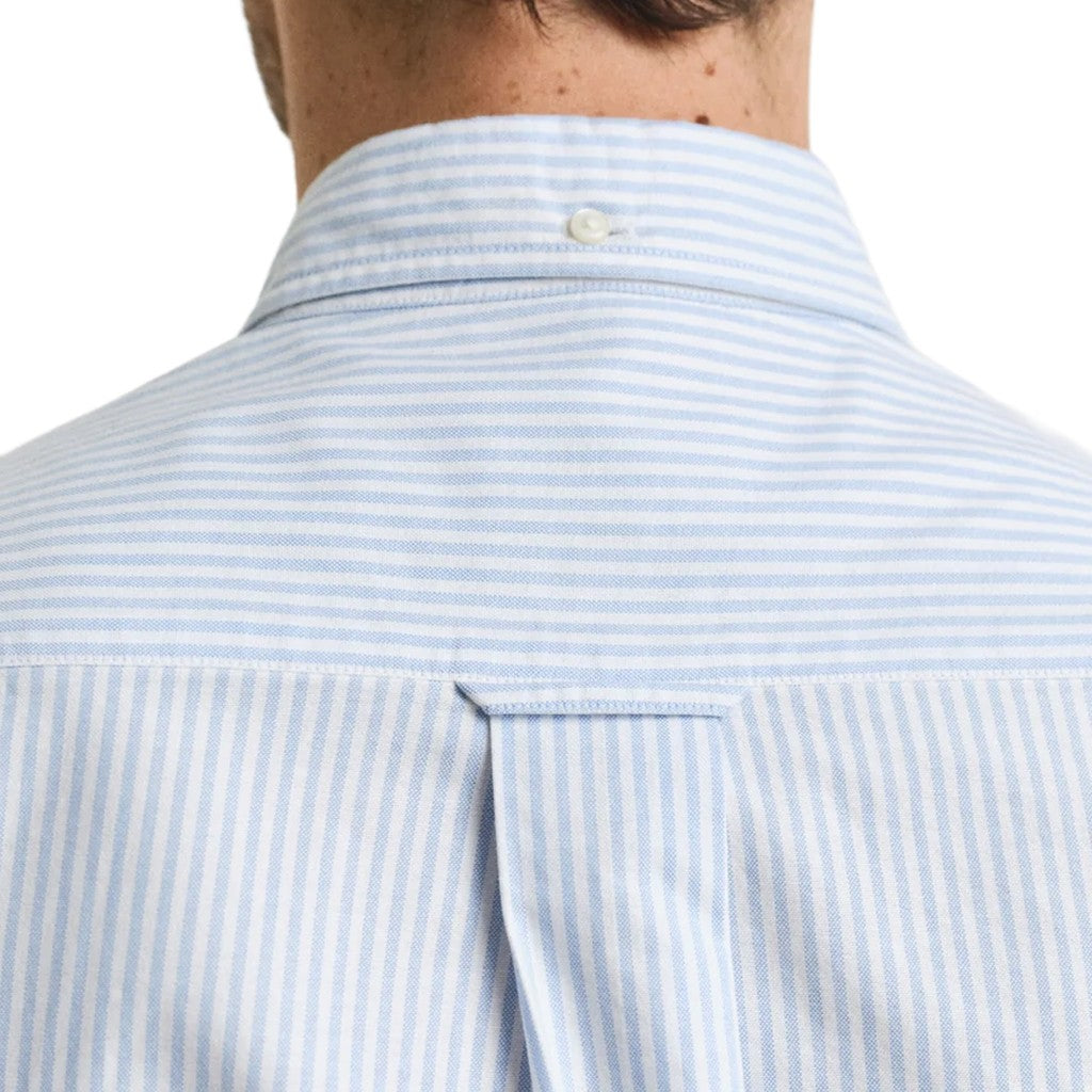 Gant Gestreept overhemd met logoborduring – Lichtblauw