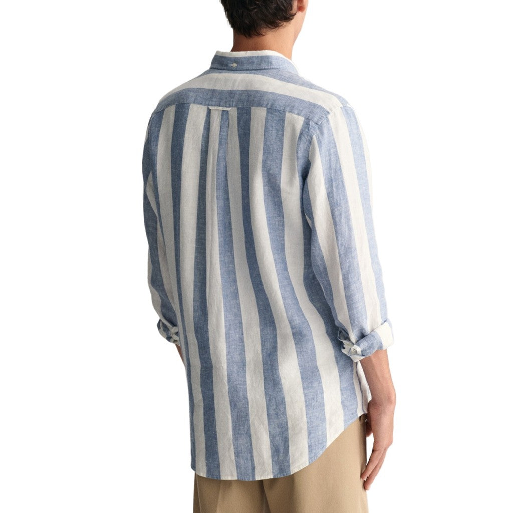Gant Gestreept overhemd met logoborduring – Lichtblauw / Wit