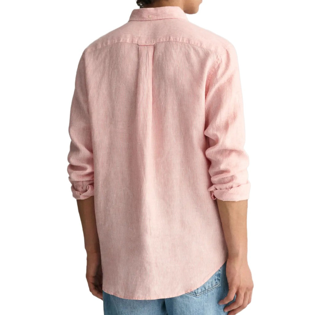Gant Gestreept overhemd met logoborduring – Roze