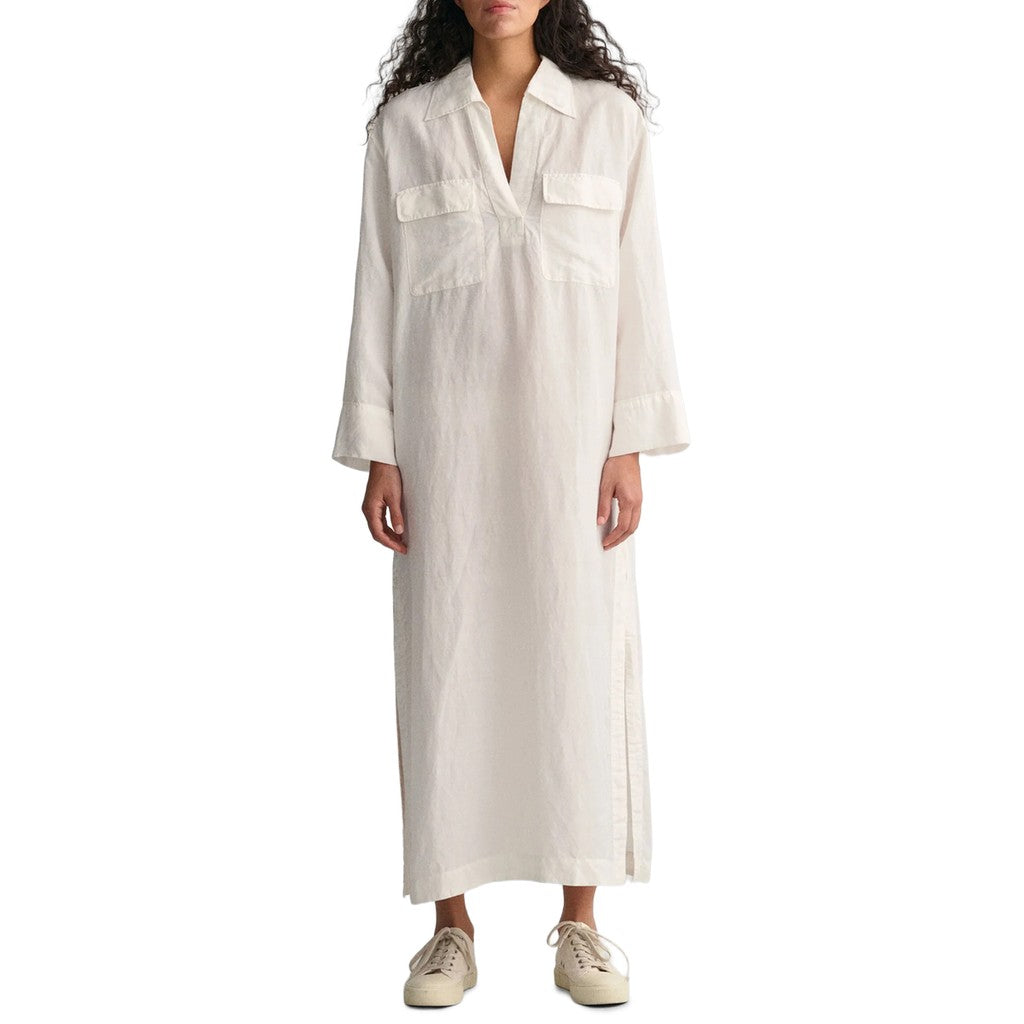 Gant Jurk met V-hals – Wit