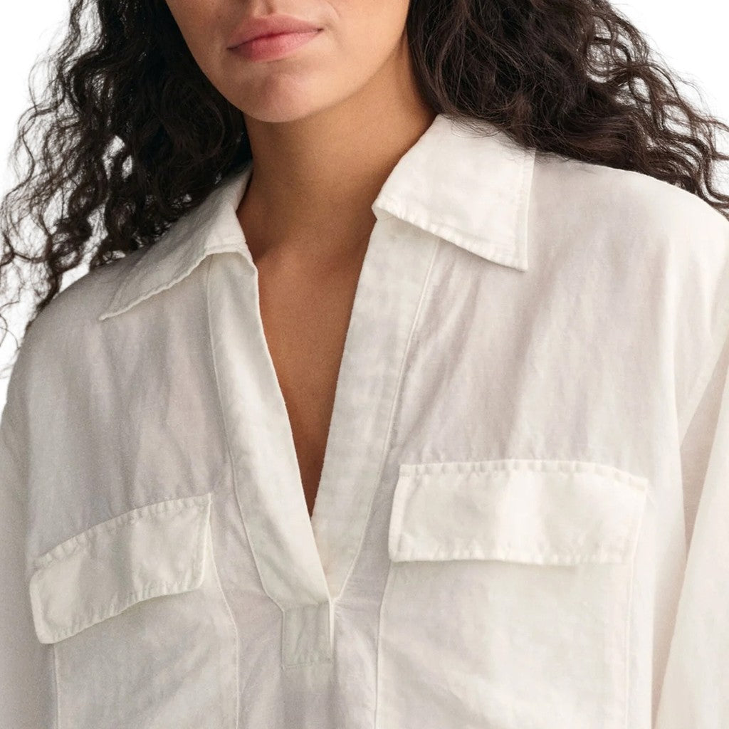 Gant Jurk met V-hals – Wit