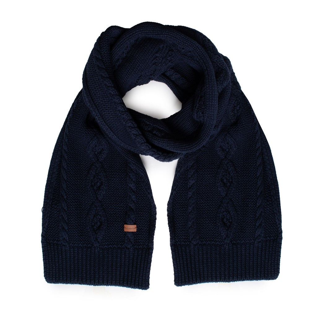 Gant Kabelgebreide sjaal – Marineblauw