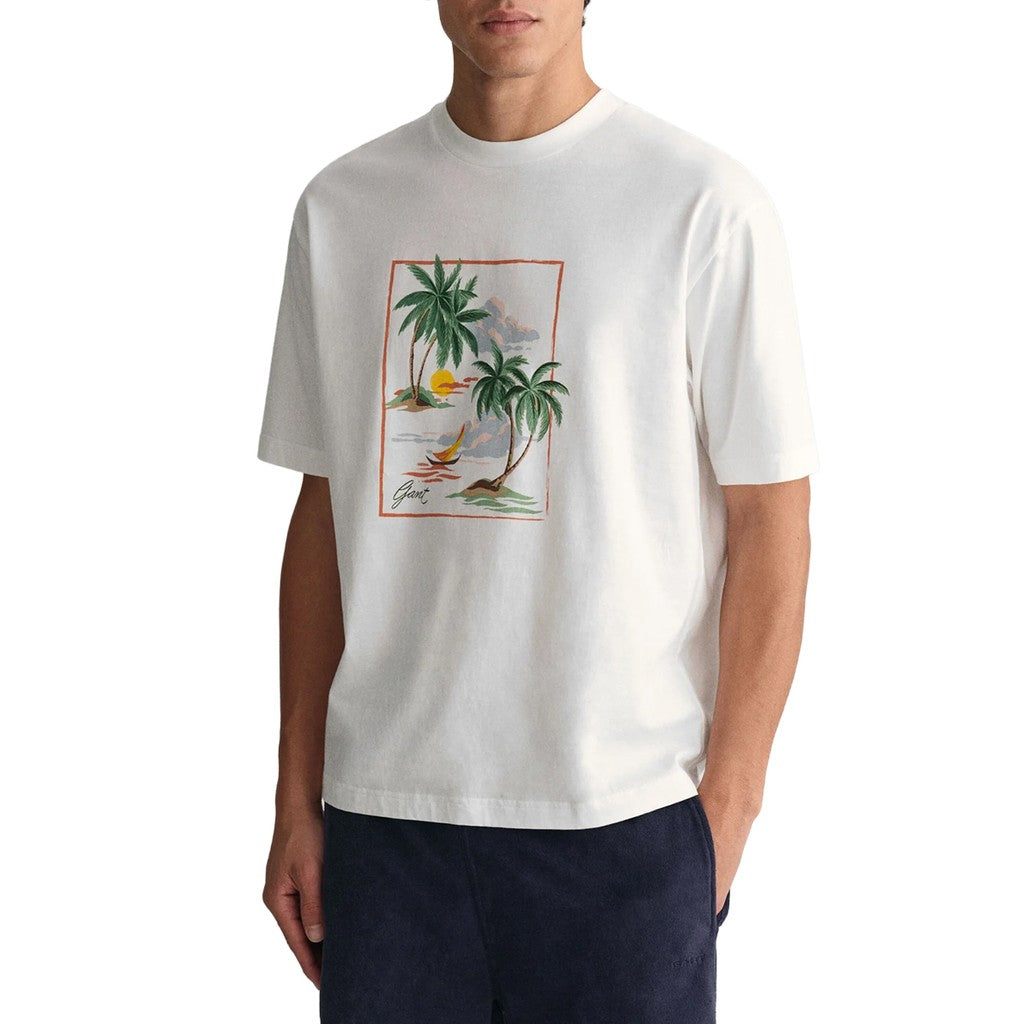 Gant Katoenen T-shirt – Gebroken wit