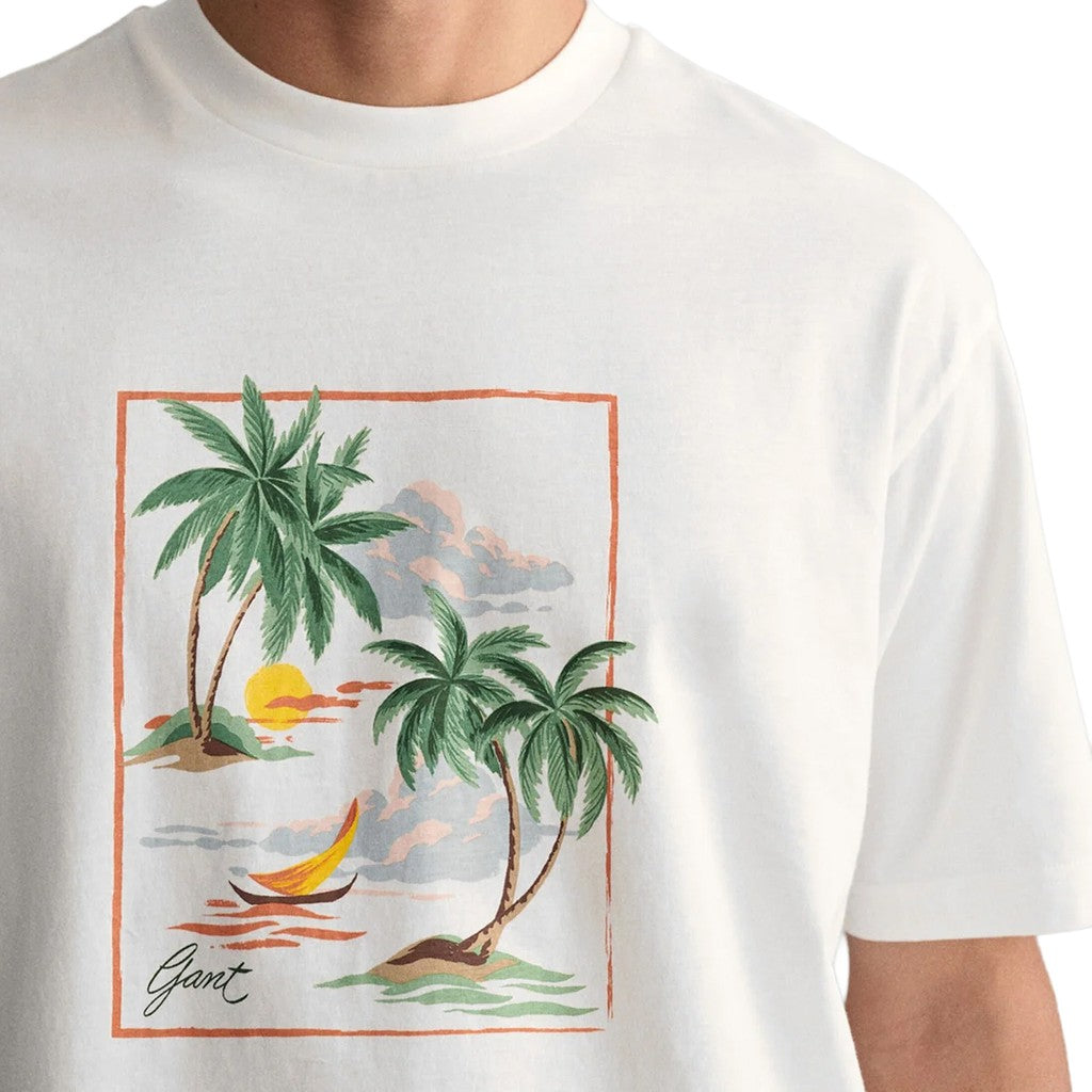 Gant Katoenen T-shirt – Gebroken wit
