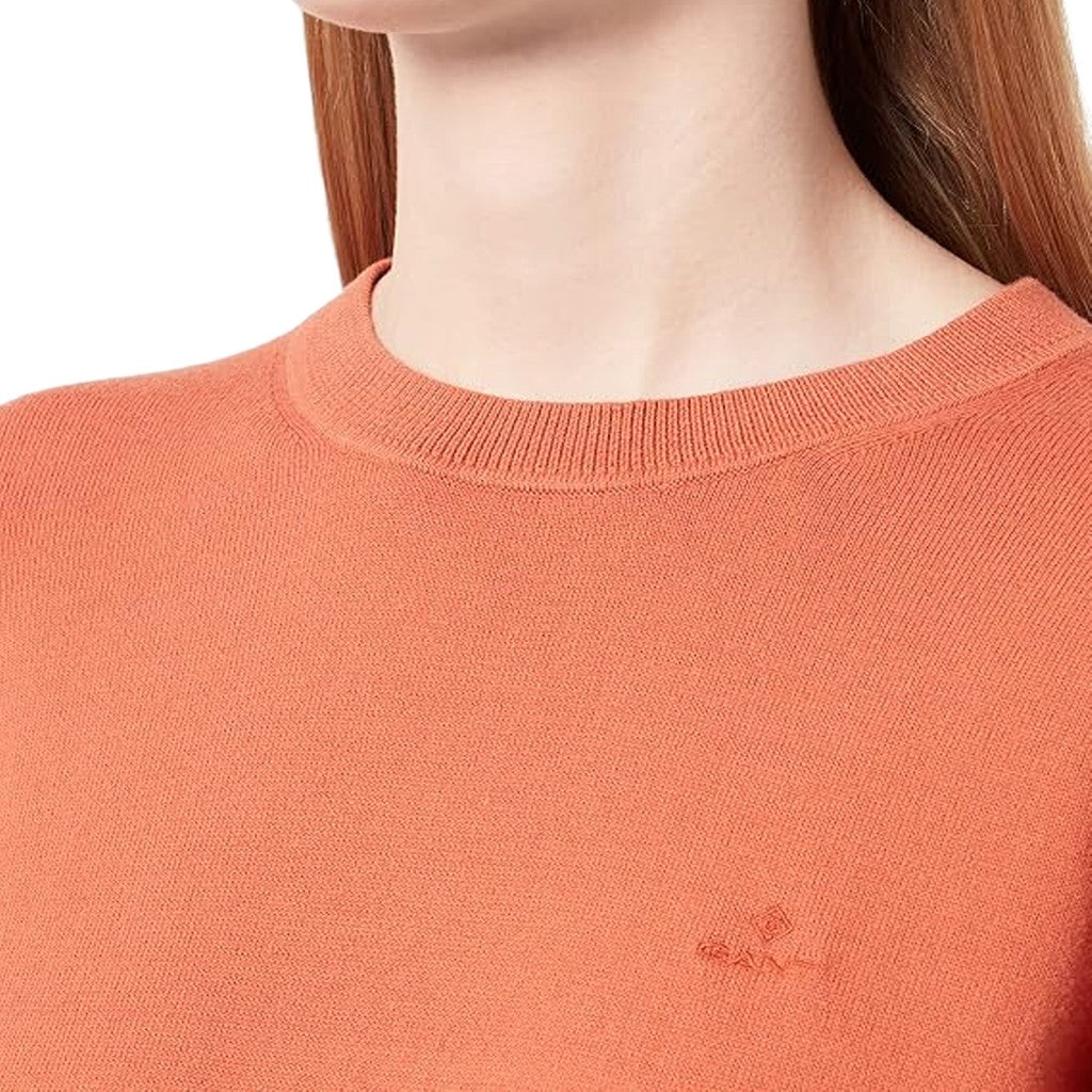 Gant Katoenen trui met ronde hals Dames – Koraal