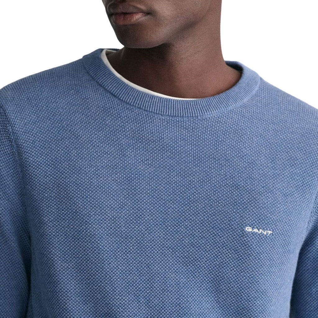 Gant Katoenen trui met ronde hals Heren – Blauw