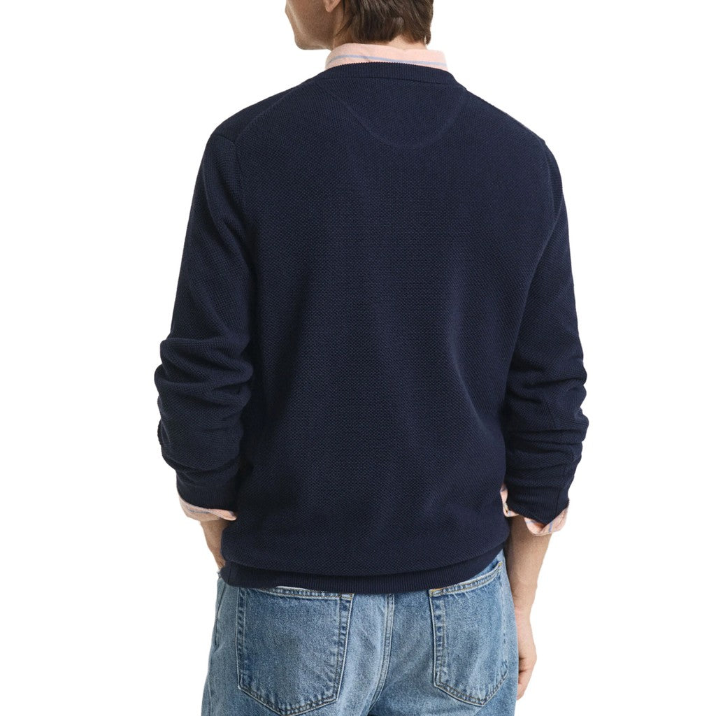 Gant Katoenen trui met ronde hals Heren – Marineblauw