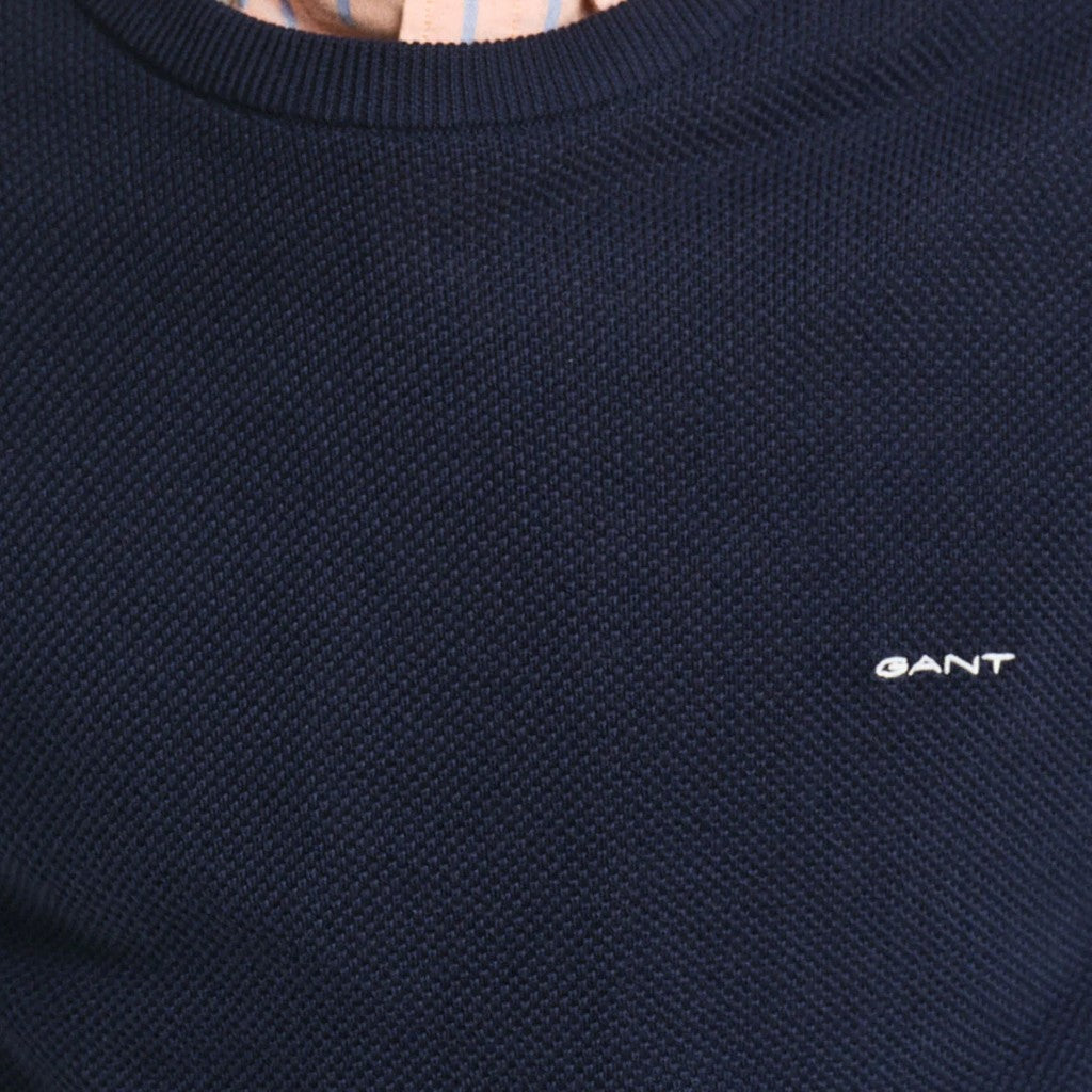 Gant Katoenen trui met ronde hals Heren – Marineblauw