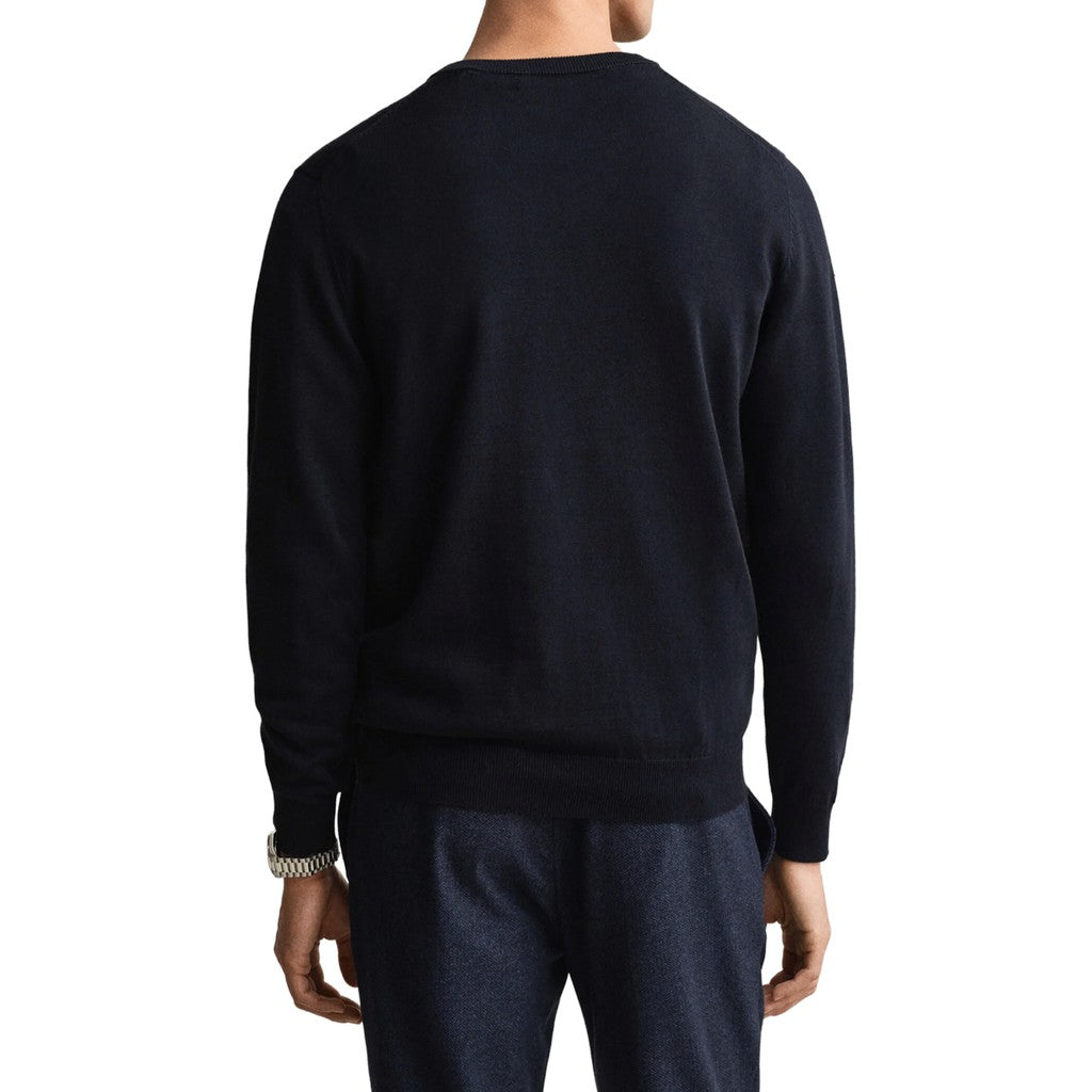 Gant Katoenen trui met V-hals – Marineblauw