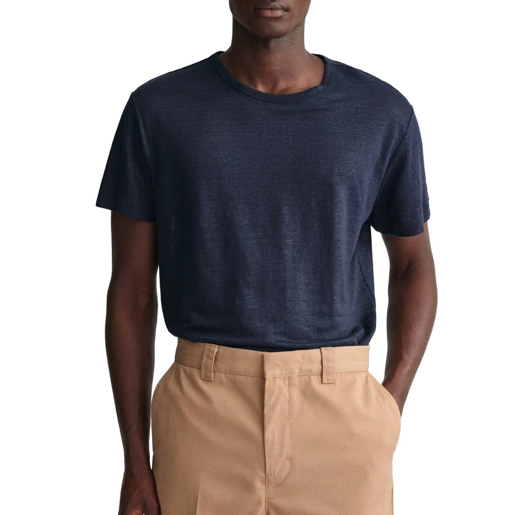 Gant Linnen T-shirt Heren – Marineblauw