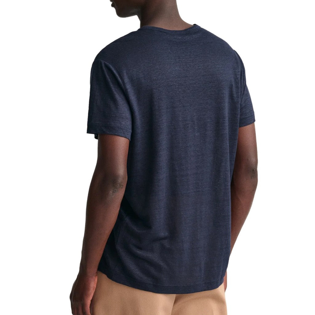 Gant Linnen T-shirt Heren – Marineblauw