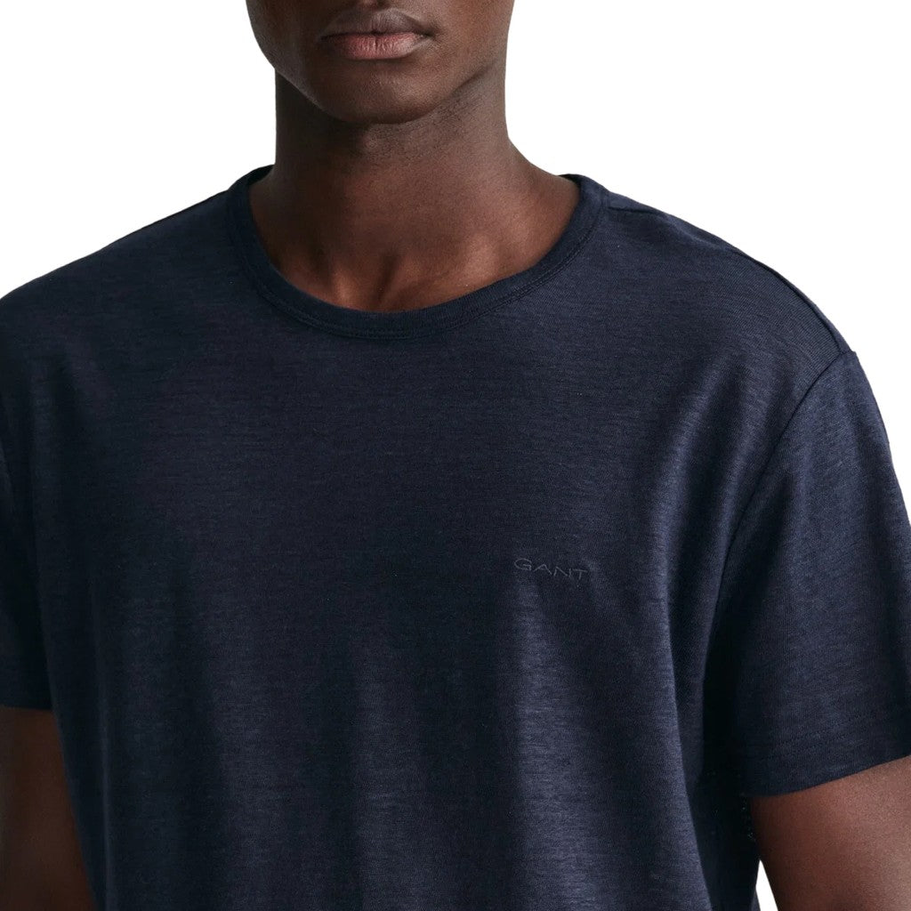 Gant Linnen T-shirt Heren – Marineblauw
