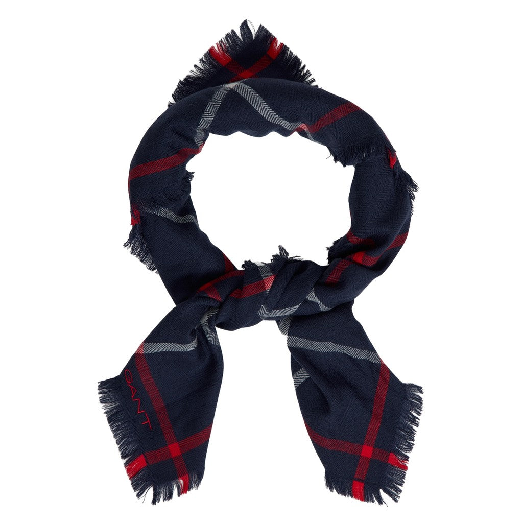 Gant Merinowollen sjaal met ruitpatroon – Blauw
