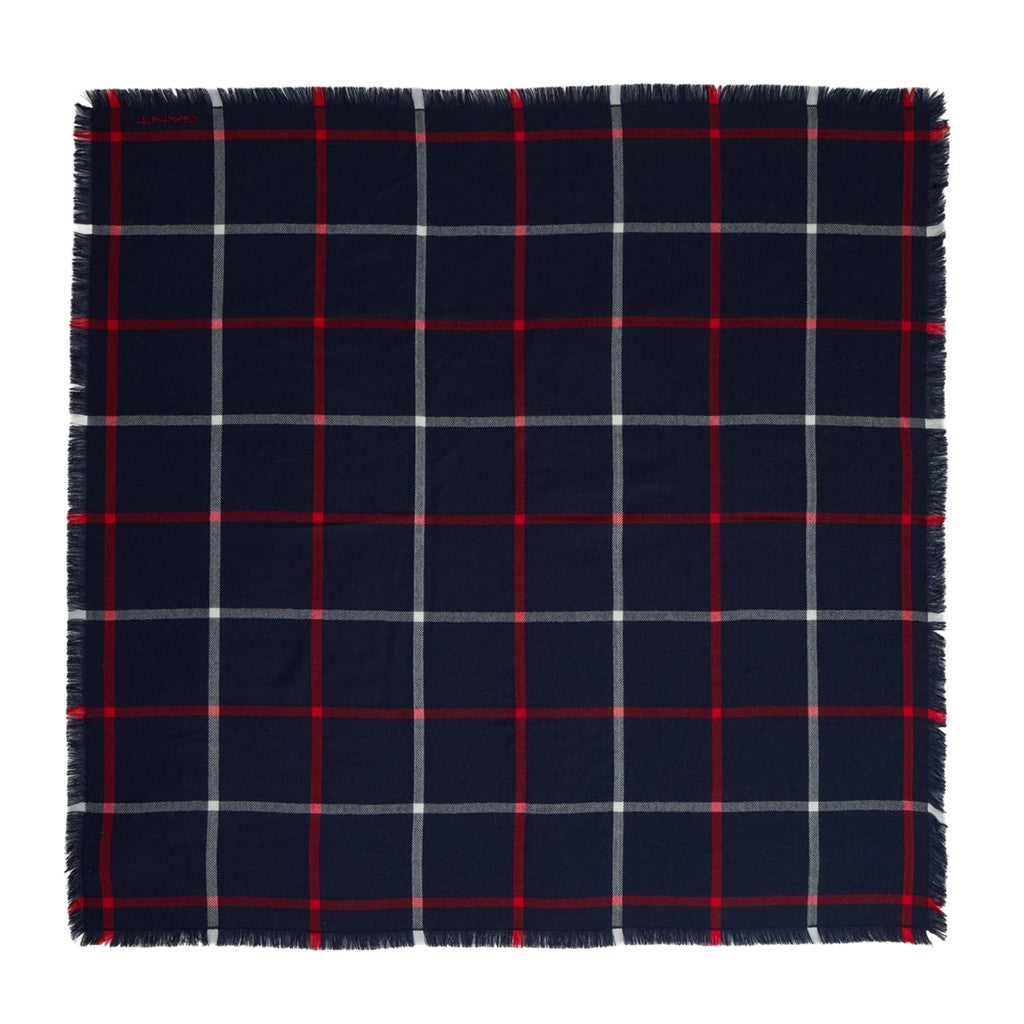 Gant Merinowollen sjaal met ruitpatroon – Blauw