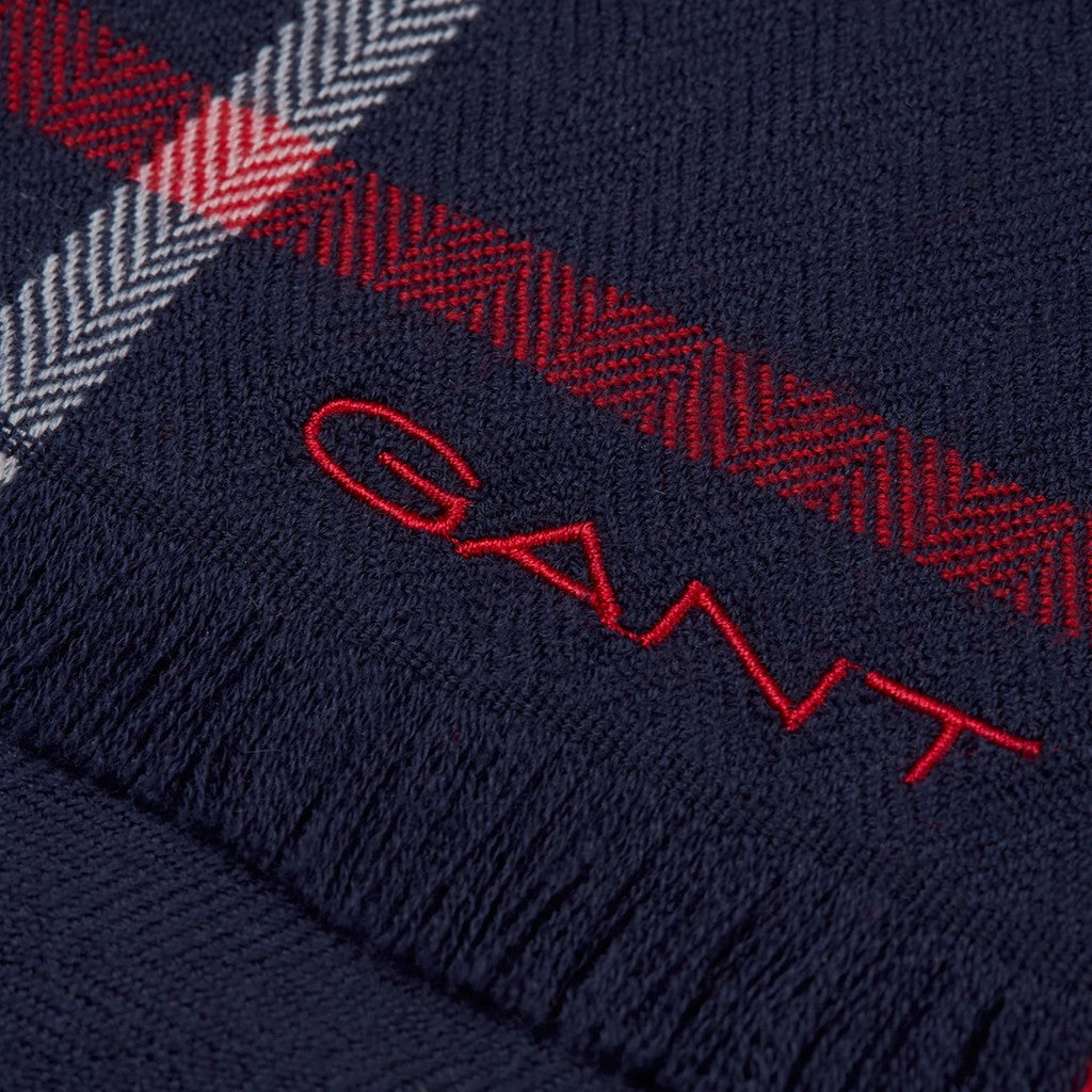 Gant Merinowollen sjaal met ruitpatroon – Blauw