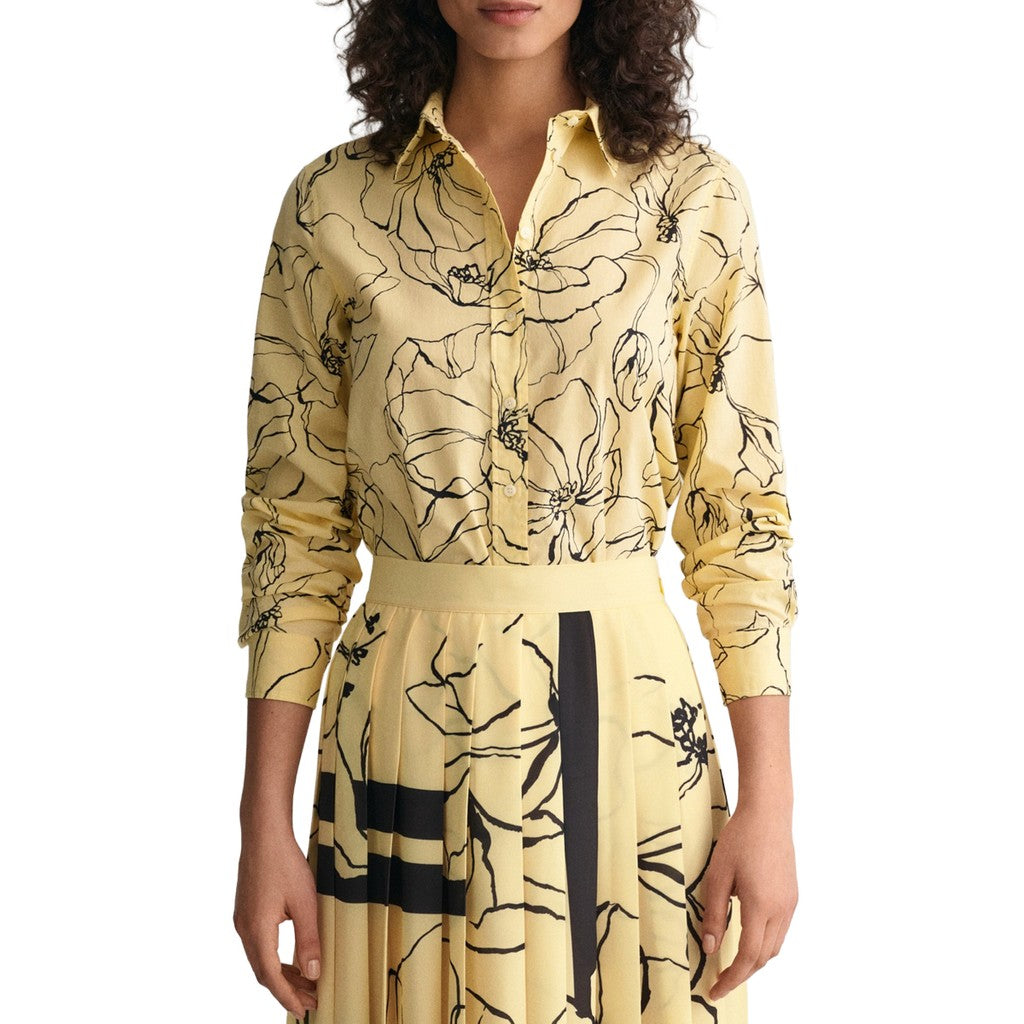 Gant Overhemd met bloemenprint – Geel