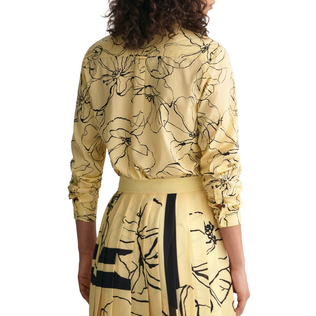 Gant Overhemd met bloemenprint – Geel