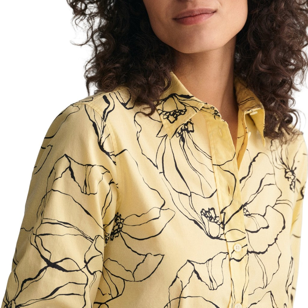Gant Overhemd met bloemenprint – Geel