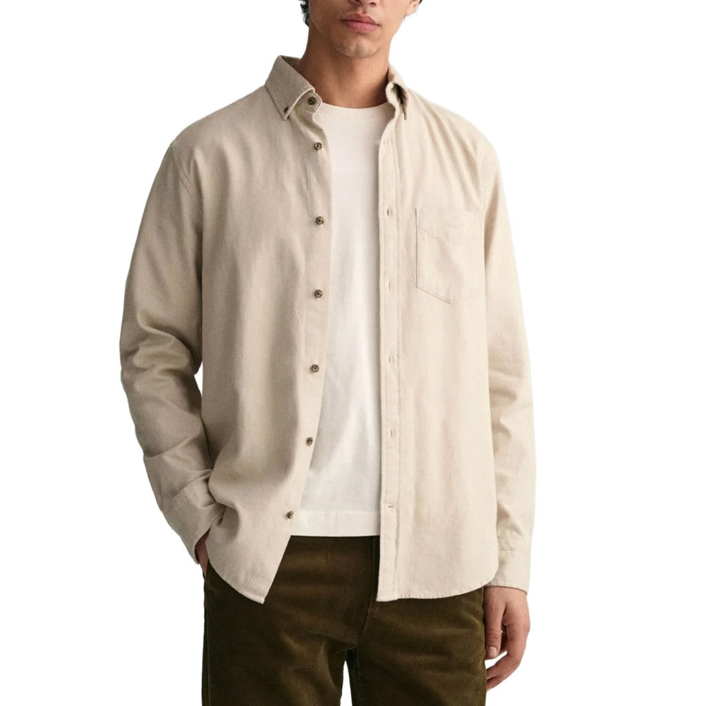 Gant Overhemd met logoborduring – Beige