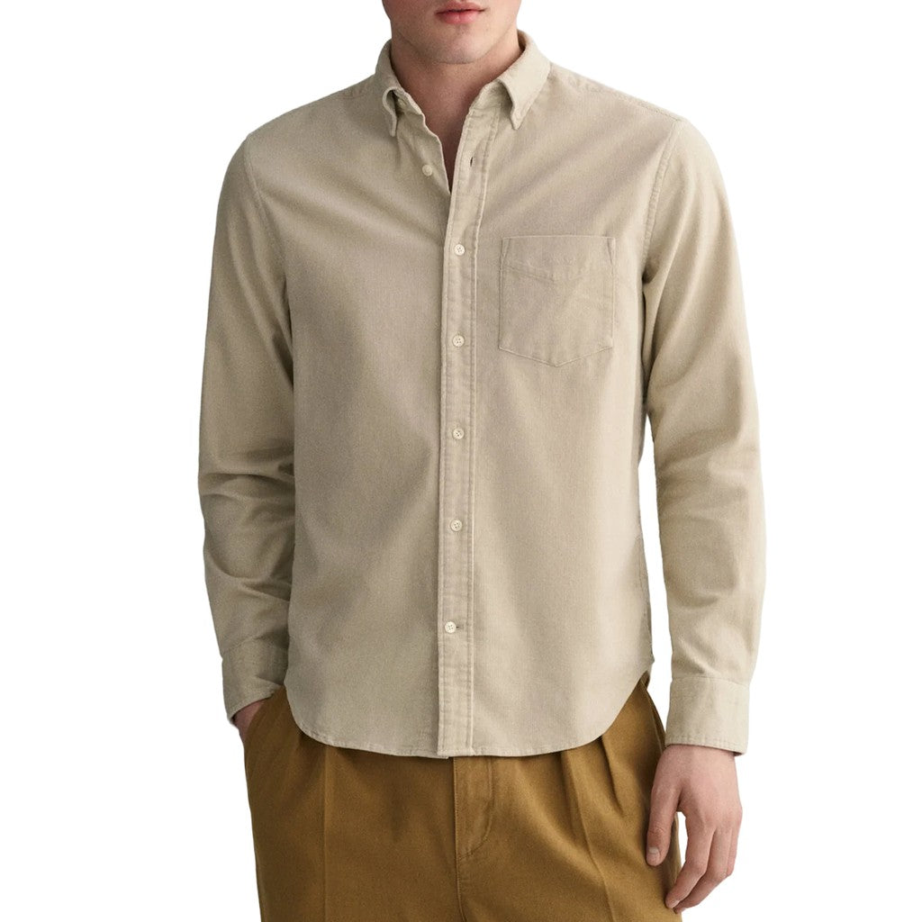 Gant Overhemd met logoborduring – Beige