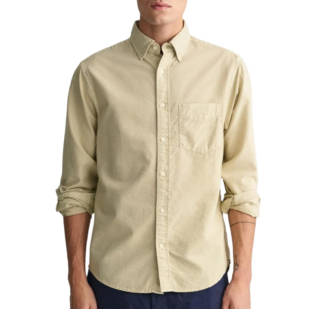 Gant Overhemd met logoborduring – Beige