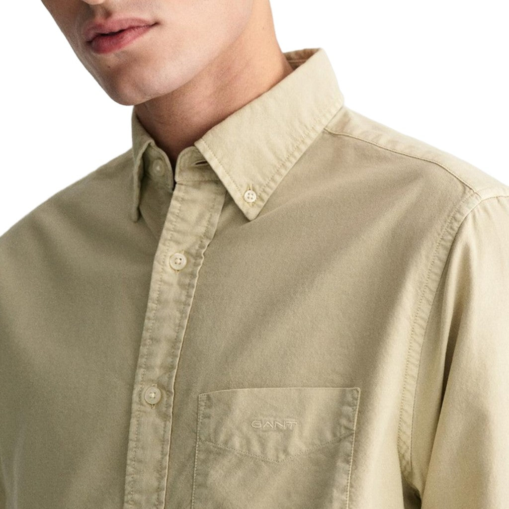Gant Overhemd met logoborduring – Beige