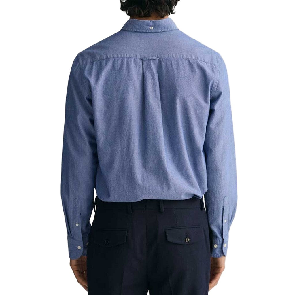Gant Overhemd met logoborduring – Blauw