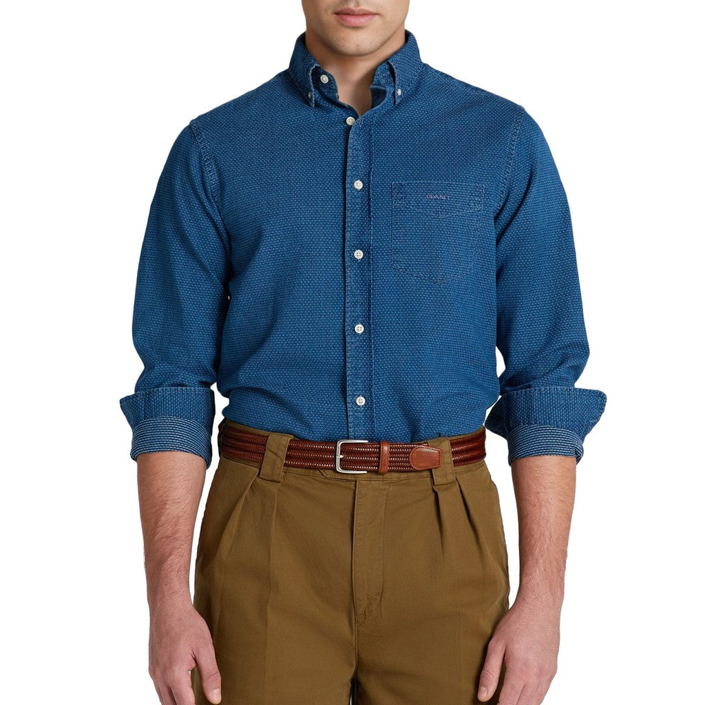 Gant Overhemd met logoborduring – Blauw