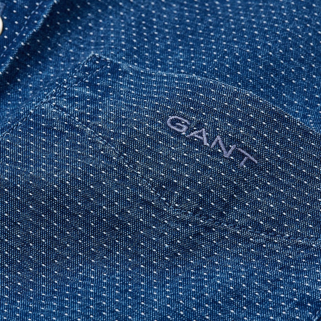 Gant Overhemd met logoborduring – Blauw