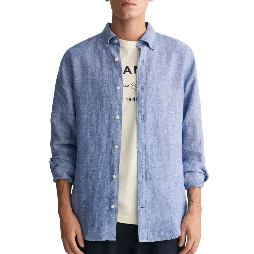 Gant Overhemd met logoborduring – Blauw