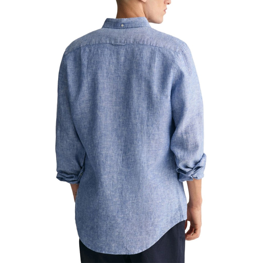 Gant Overhemd met logoborduring – Blauw