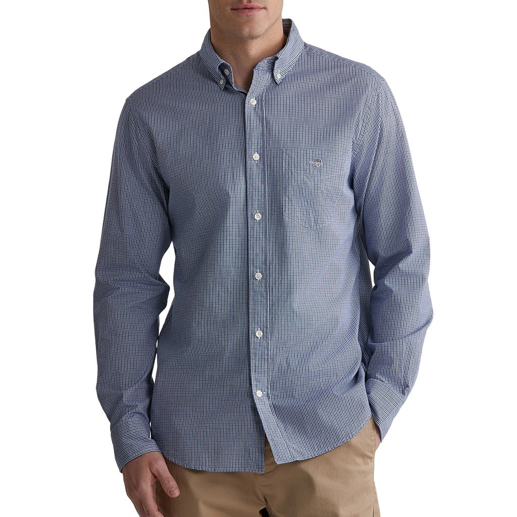 Gant Overhemd met logoborduring – Blauw