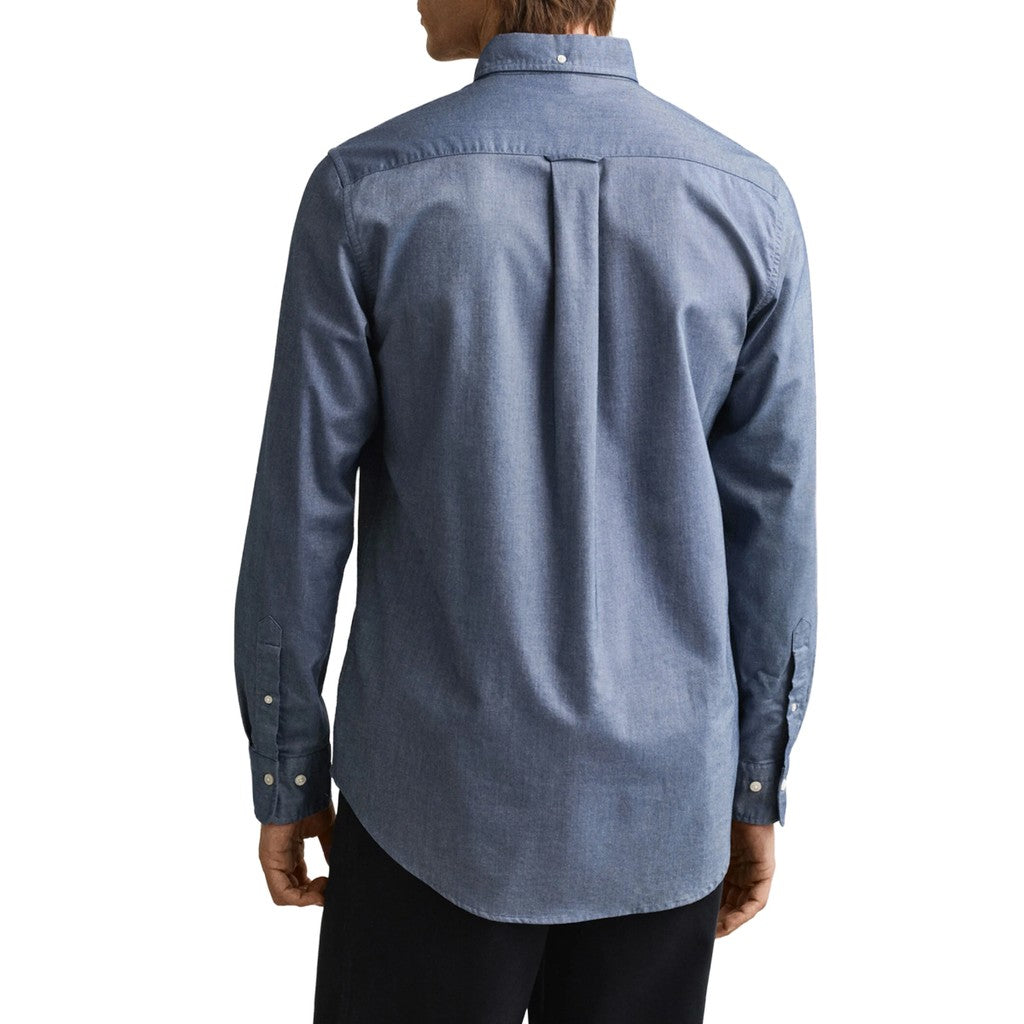 Gant Overhemd met logoborduring – Blauw