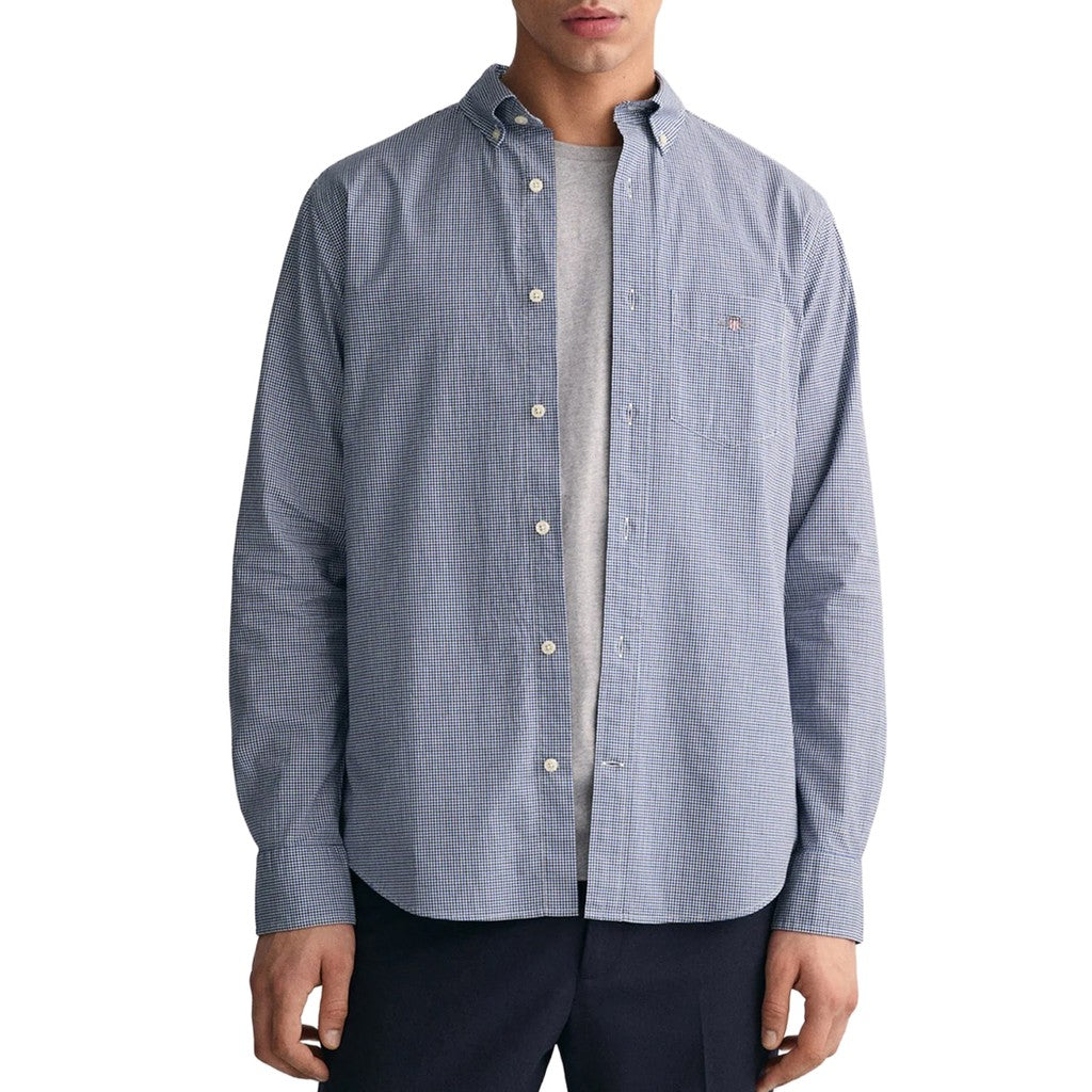 Gant Overhemd met logoborduring – Blauw