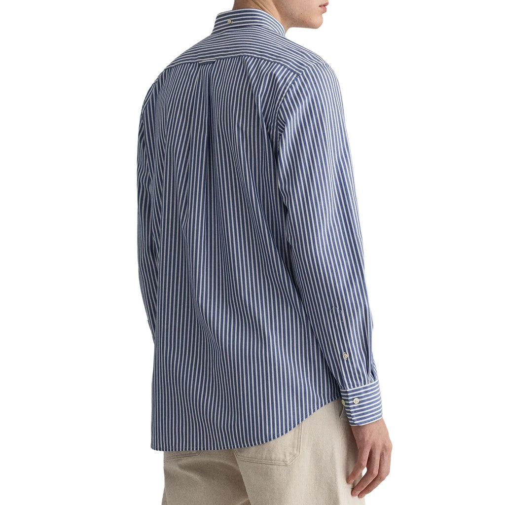 Gant Overhemd met logoborduring – Blauw / Wit