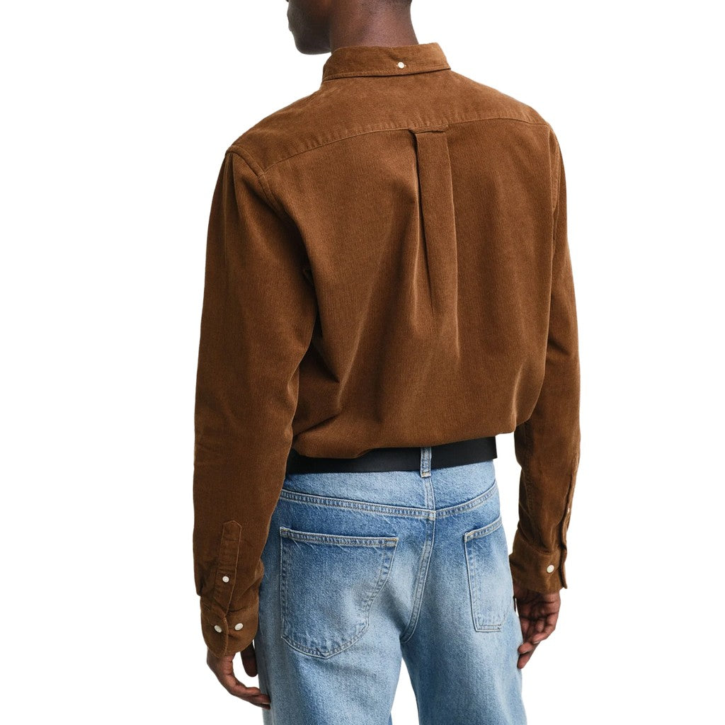Gant Overhemd met logoborduring – Chocoladebruin