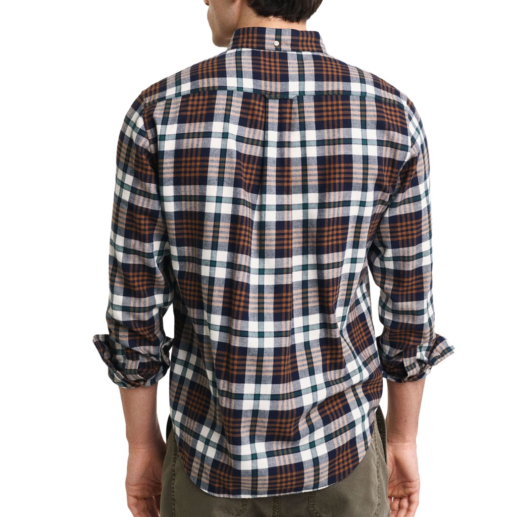 Gant Overhemd met logoborduring – Chocoladebruin