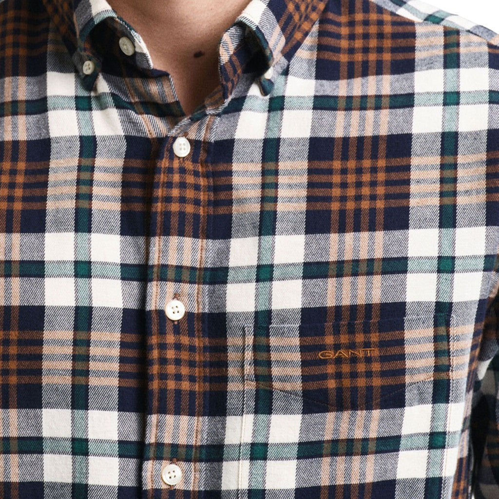 Gant Overhemd met logoborduring – Chocoladebruin