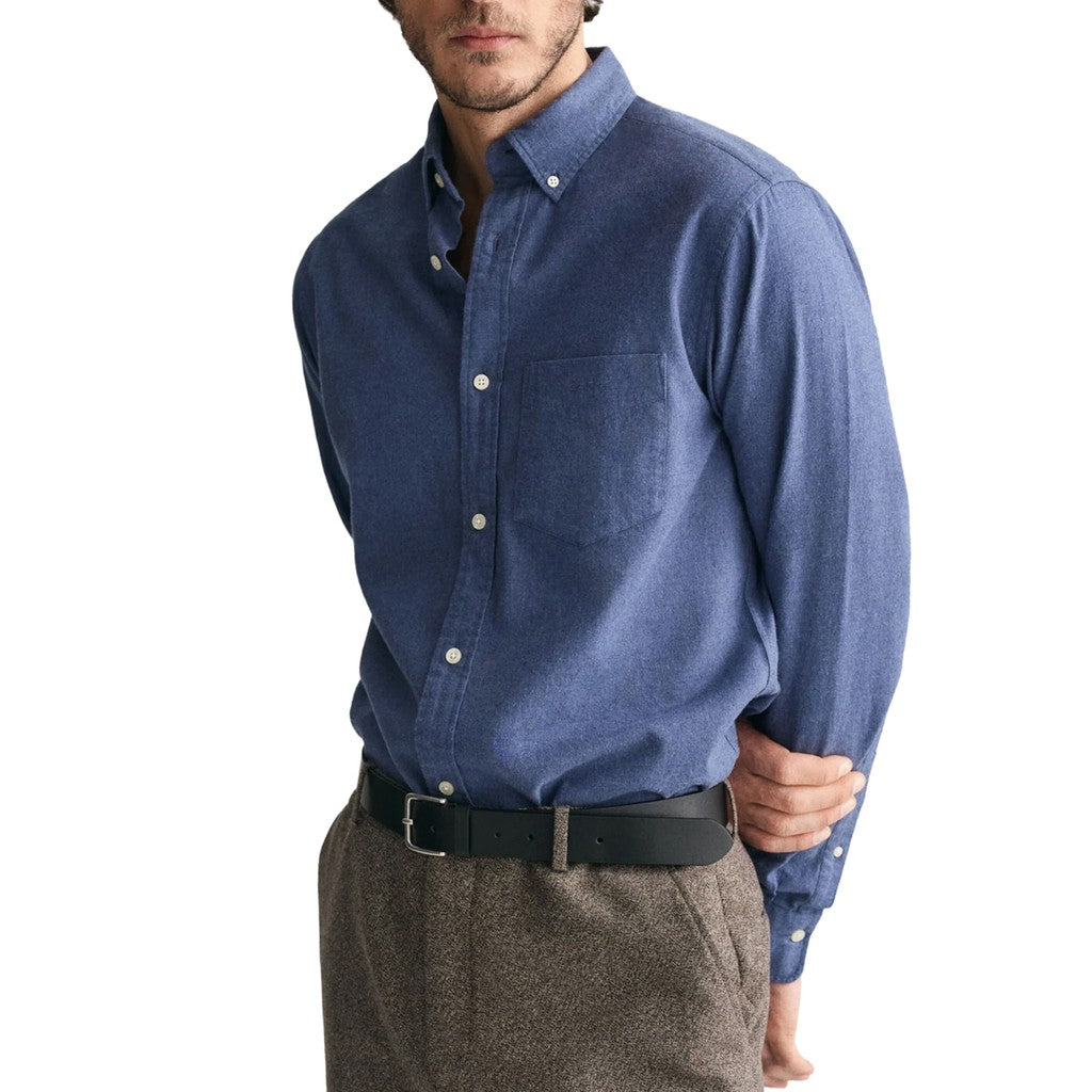 Gant Overhemd met logoborduring – Donkerblauw