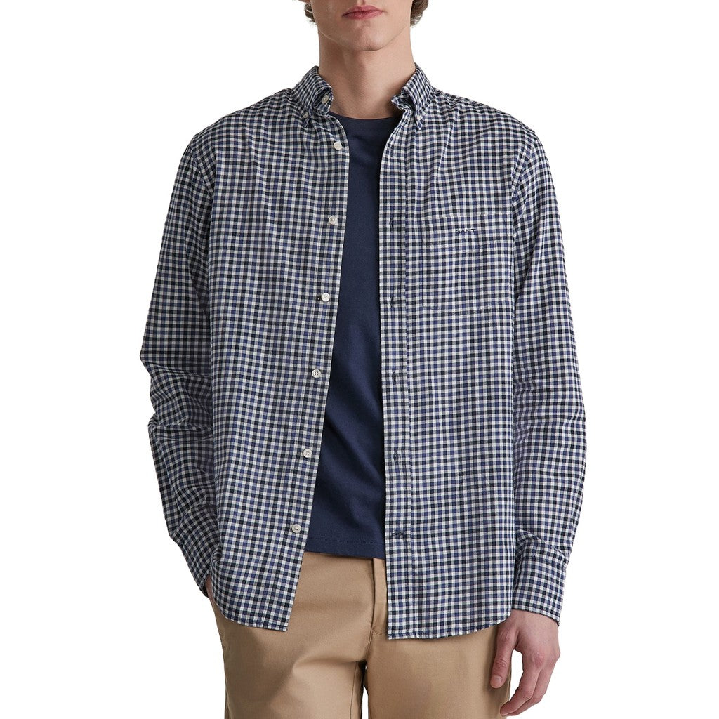 Gant Overhemd met logoborduring – Donkerblauw
