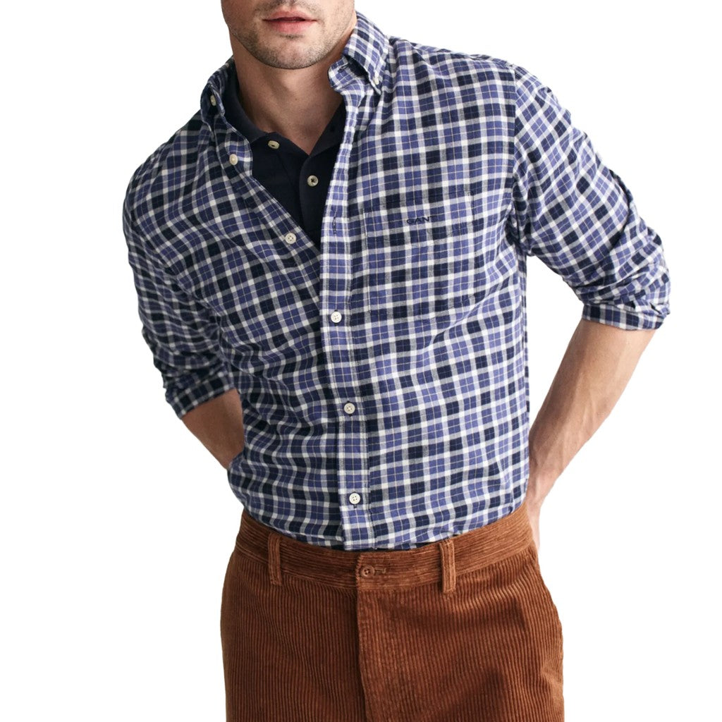 Gant Overhemd met logoborduring – Donkerblauw